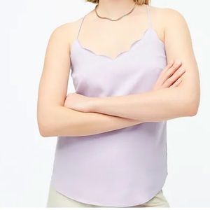 J.Crew Scalloped Cami Tank Top Lilac Spaghetti Straps Size 00